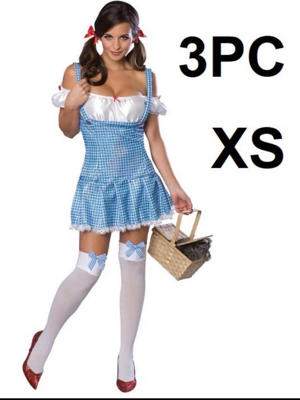 WIZARD OF OZ DOROTHY SPARKLE COSTUME  WITH BOWS